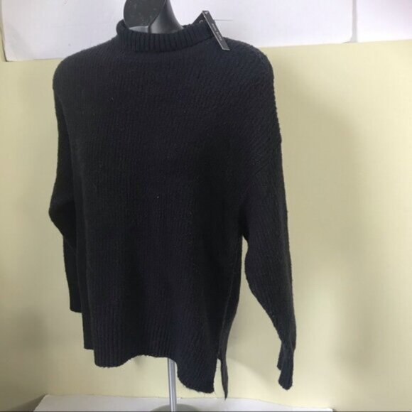 Grace NEW The Perfect Fit Oversized Wool Knit Mock Neck Side Slits Sweater Top M - Picture 2 of 14